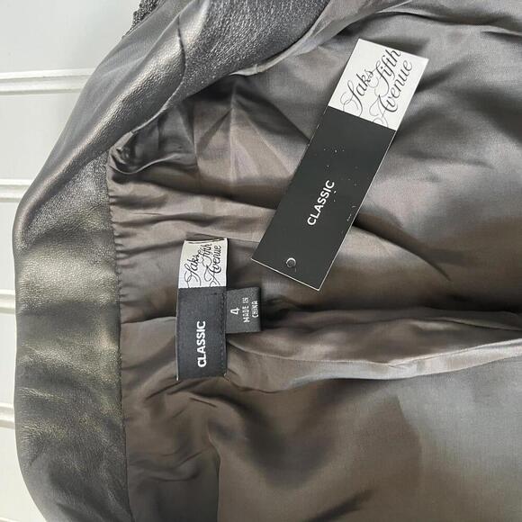 Women’s Saks Fifth Avenue Classic 100% Leather Blazer Size 4 - Picture 6 of 7